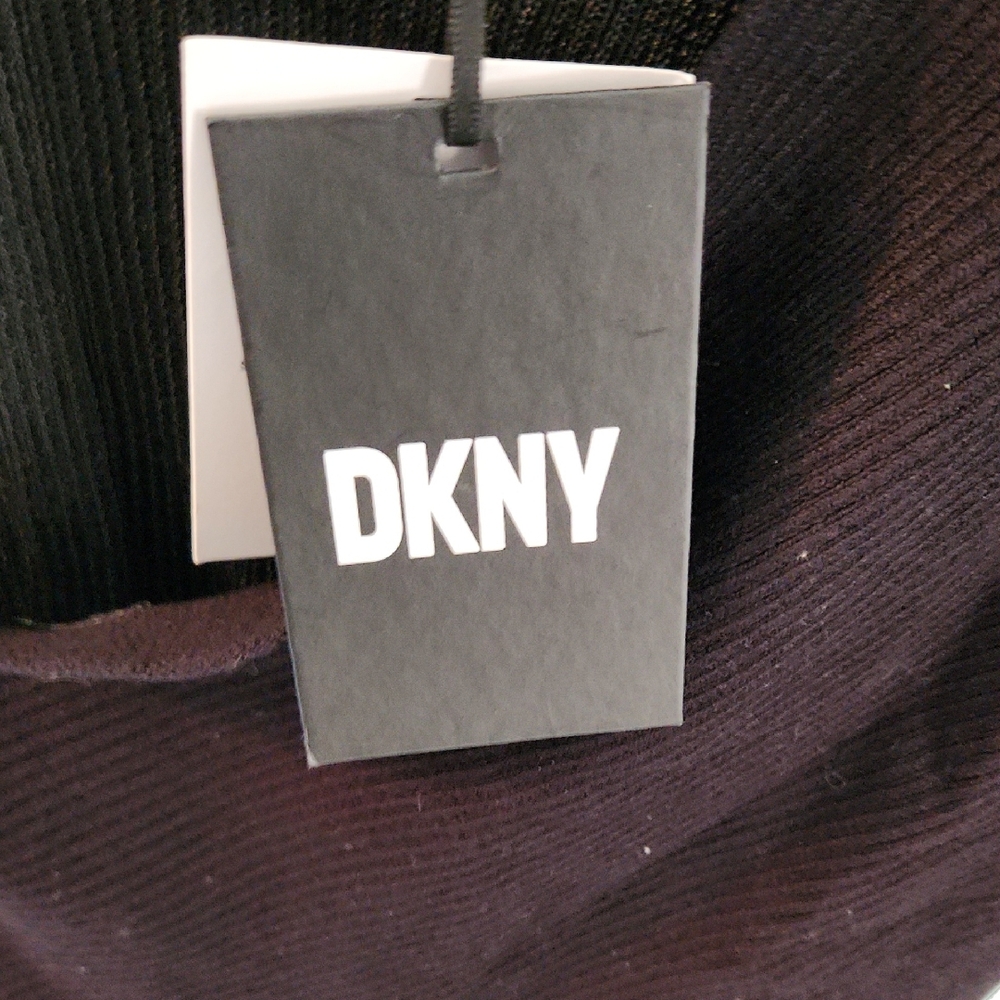 DKNY Black Asymmetric Draped Knit Top - Picture 3 of 6
